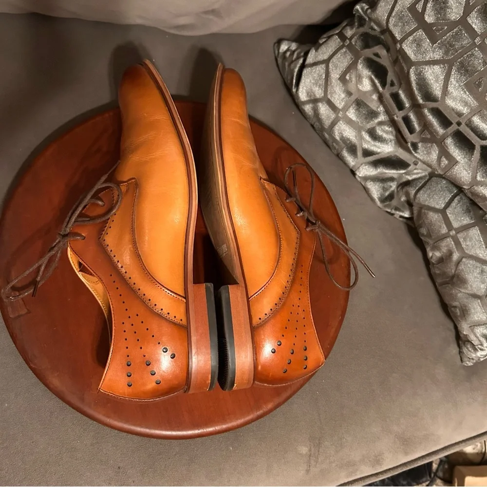 Stacy Adams Men's Savion Cognac Lace-up Plain Toe Oxford Size 10M EUC Like New!